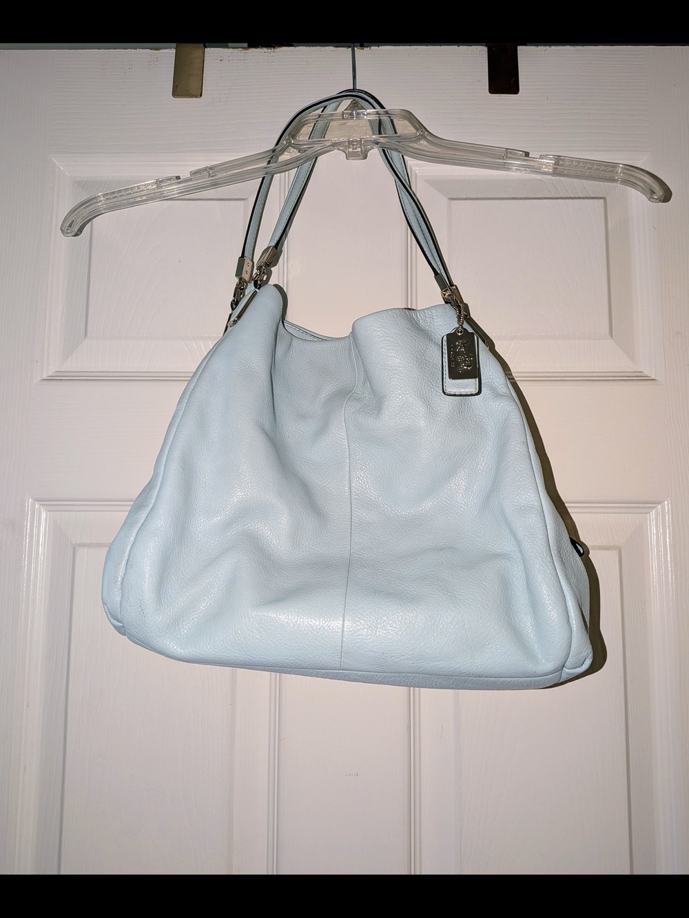 Authentic Coach Handbag Pebbled Blue Leather